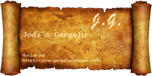 Joós Gergely névjegykártya